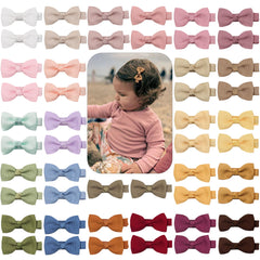 JOYOYO 50 Pcs Baby Hair Clips Baby Bows and Clips Craft Bows Ribbon Bows Small Size 2 Inch Hair Bow Clips for Baby Fine Hair, Full Ribbon Covered