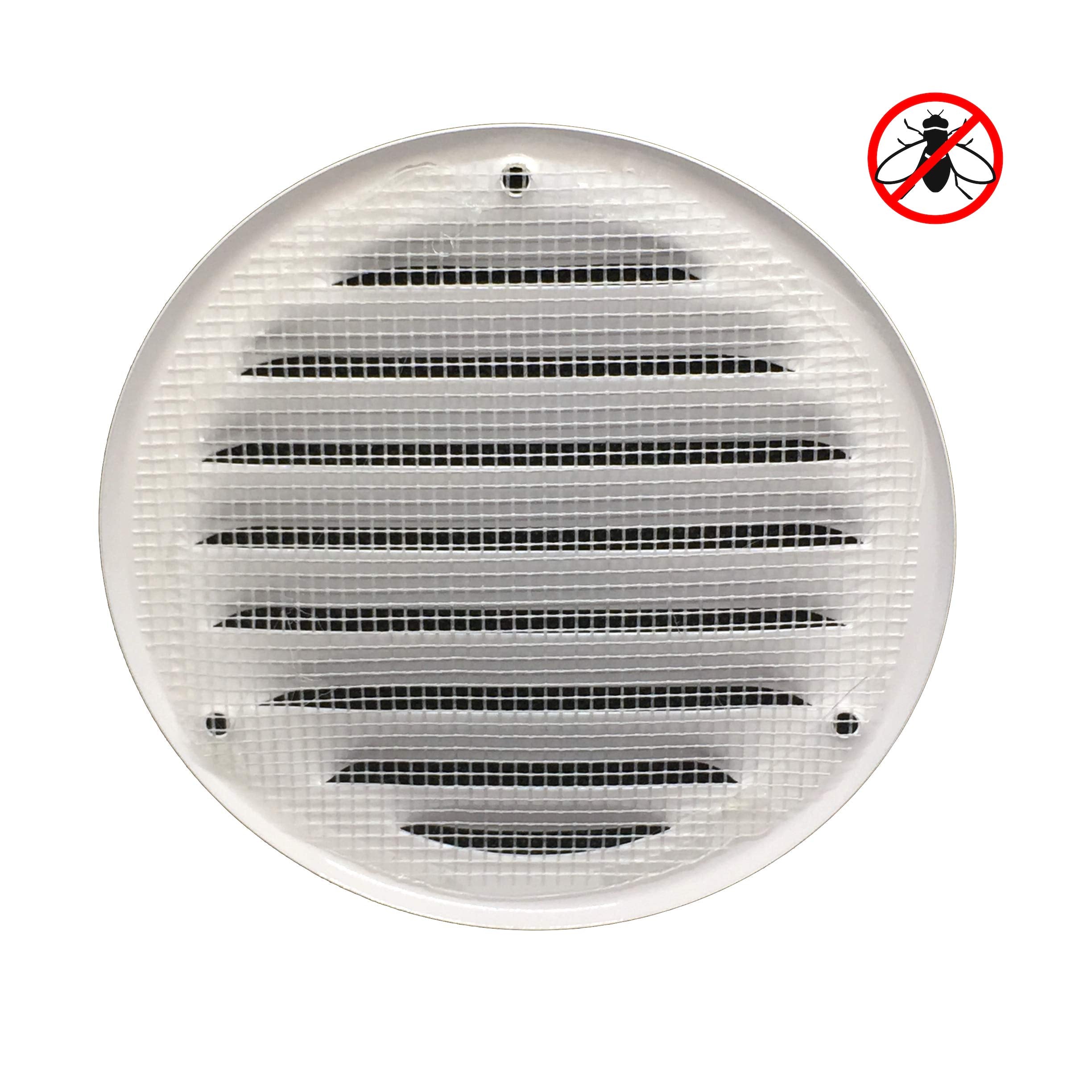 4 Inch / 100 mm White Vent Cover - Metal Round Soffit Vent - Air Vent Louver - Grille Cover - Built-in Screen Mesh - HVAC Ventilation (4'' Inch, Metal - White)