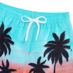 Kids4ever Boys Swimming Trunks 7-8 Years Kids Board Shorts Tie Dye Hawaii Coconut Tree Printed Summer Drawstring Quick Dry Surf Shorts Beach Swimwear