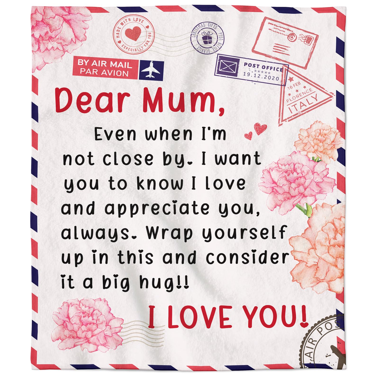 Gowelly Mum Gifts for Mothers Day, Blanket Gifts for Mum on Her Birthday, Mum Gifts from Daughter Son, Christmas, Valentines Day Gifts for Mum, Dear Mum Throw Blanket, 60 inches * 50 inches