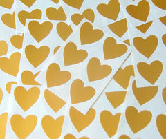 38mm (1.5 inches) Heart Shape Colour Code Stickers - Packs of 72 Large Coloured Hearts Sticky Labels for Craft, Card-Making & Decoration - 33 Colours Available (Matt Gold)