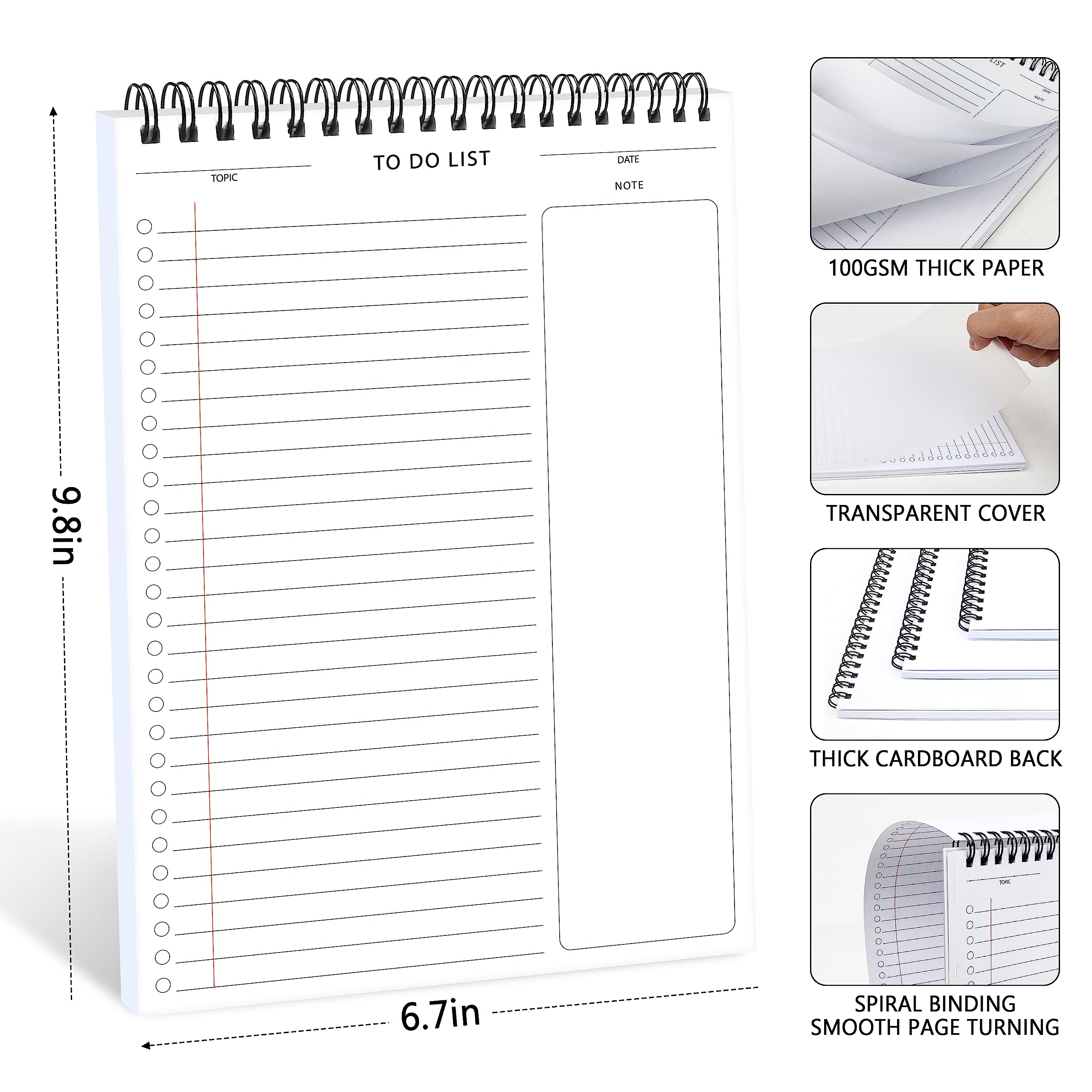 To Do List Pad - Daily Planner Notepad Undated 52 Sheets Tear Off, 6.5 inches x 9.8 inches Planning Pad Check List Productivity Notepad for Work, Office, School Supplies