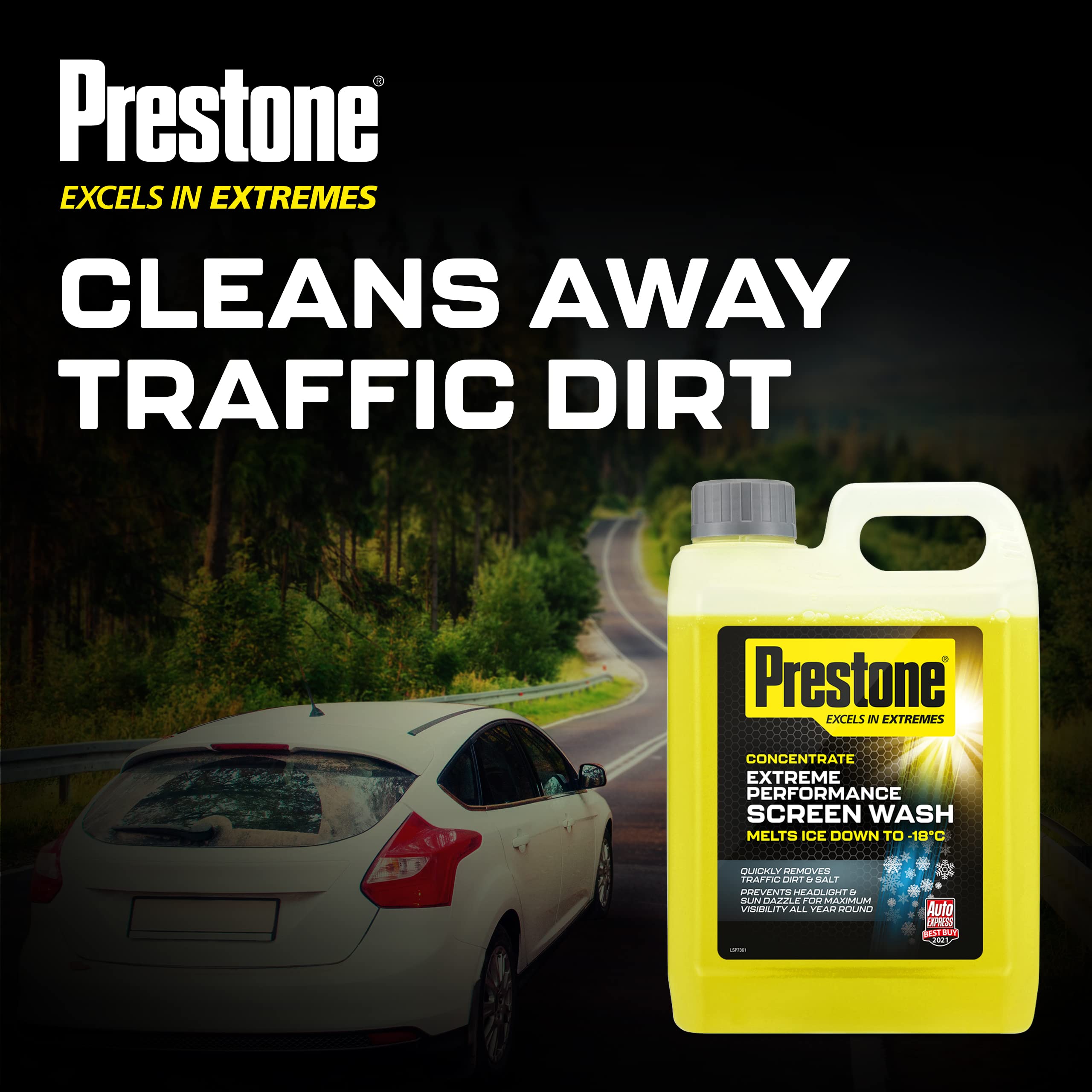 Prestone Screenwash Concentrate 2.5L, Screen Wash For Cars - Winter, High Performance Cleaning With Streak Free Formula, Extreme Performance Super Concentrated Screenwash, Reduce Plastic, 2.5 Litre