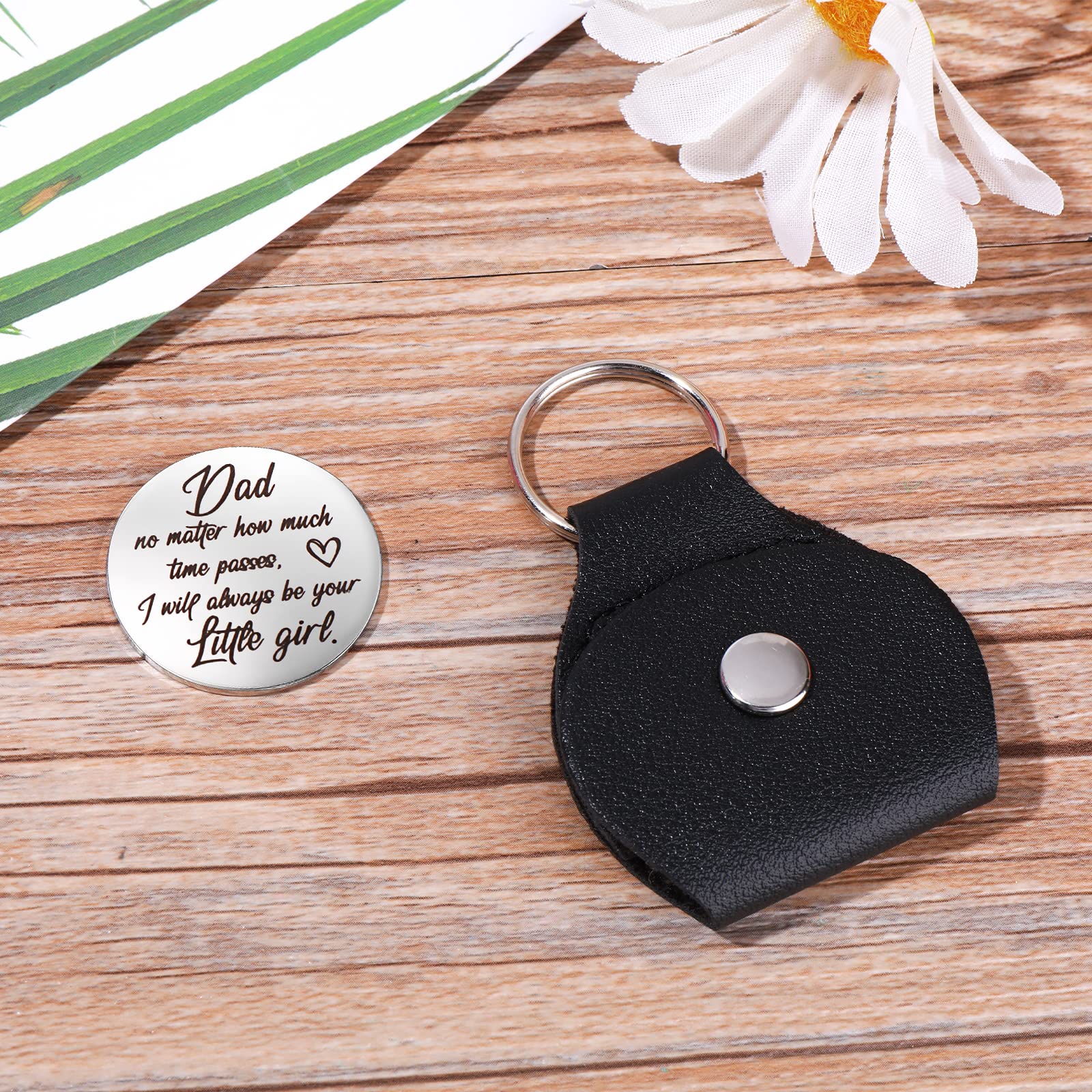 cobee Pocket Hug Token, Encouragement Long Distance Relationship Keepsake Stainless Stell Double Sided Inspirational Pocket Hug Token Gift with Leather Keychains for Family, Friends, Lovers(Style-H)