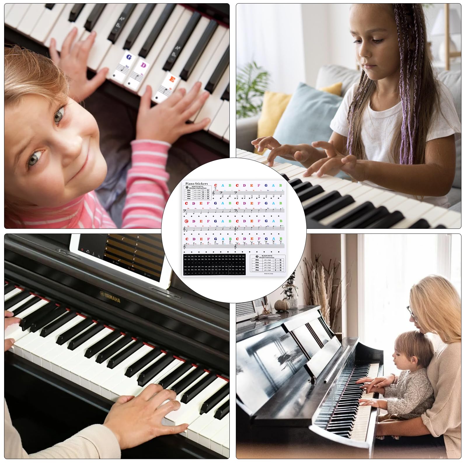 2 Sets Piano Keyboard Stickers for 88/61/54/49/37 Key Piano Transparent Electronic Keyboard Note Labels Piano Key Note Stickers Removable Keyboard Letters Stickers for Beginner