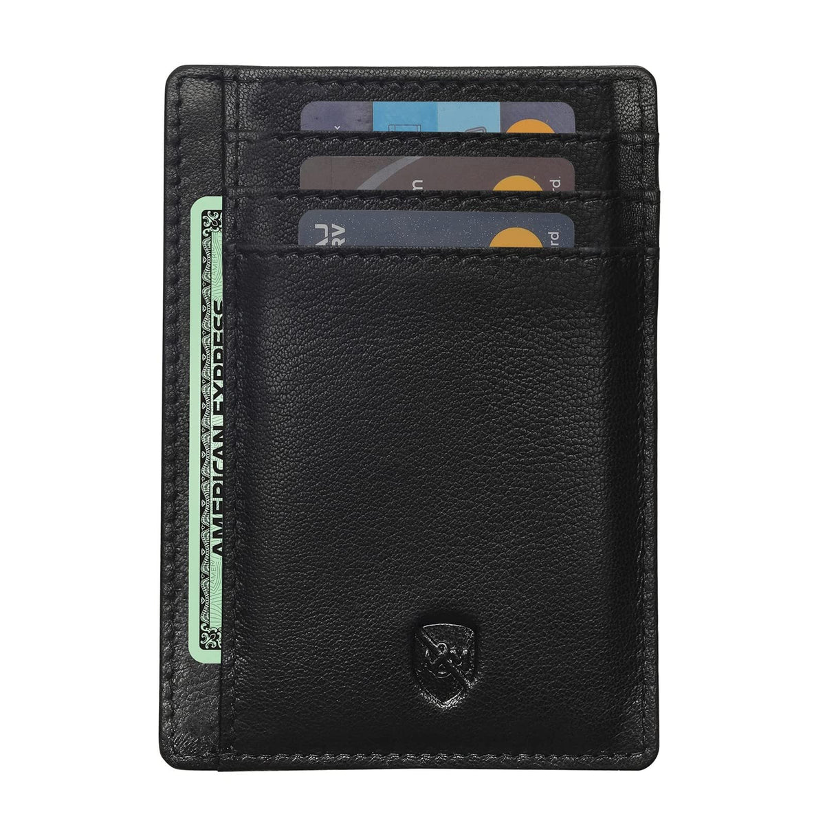 ALLEN & MATE Leather Card Holder Slim Wallet, RFID Blocking Minimalist Wallet Credit Card Holder, Holds Cards and Bank Notes