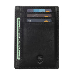 ALLEN & MATE Leather Card Holder Slim Wallet, RFID Blocking Minimalist Wallet Credit Card Holder, Holds Cards and Bank Notes