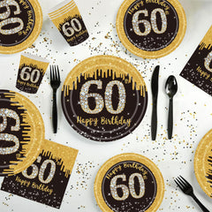 60th Birthday Table Cloth Black Gold,137*274cm Black Gold 60th Birthday Party Table Decoration Plastic Waterproof Rectangular Table Cover for Men Women Him Her Birthday Gifts Party Table Decoration