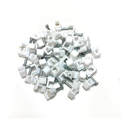 White Plastic Flat Electrical Wire Cable Clips TV Phone Internet Lead Fixings 50 Pieces (6mm)