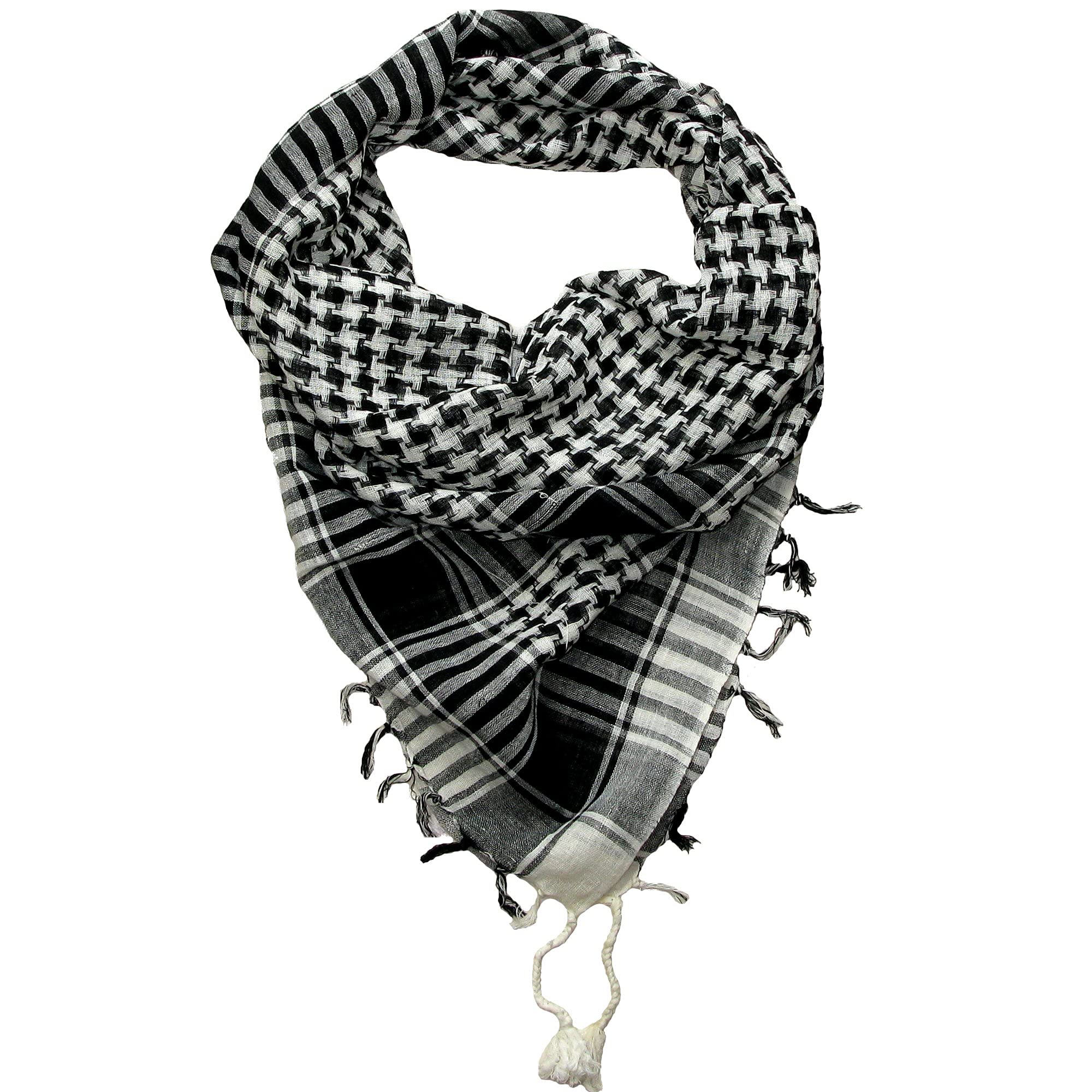 LOVARZI Shemagh Scarf for Men and Women - Black and White desert bandana arab head scarf men - Neck Scarfs Face Covering - Keffiyeh Palestine Scarves - Palestinian square cotton