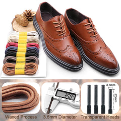 WEGOODZF Round Waxed Cotton Shoelaces: 3.5mm Thick 140CM Long Light Brown Wax Shoe Laces Multi Coloured Replacement Shoelace 2 Pairs for Men Women Kids