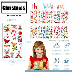 Christmas Temporary Tattoos for Boys,Girls,Kids,10 Sheets Kids Tattoos Waterproof Xmas Santa Claus Snowman Elk Tattoo Stickers for Children's Stick on Tattoos Christmas Birthday Theme Party Bag Filler