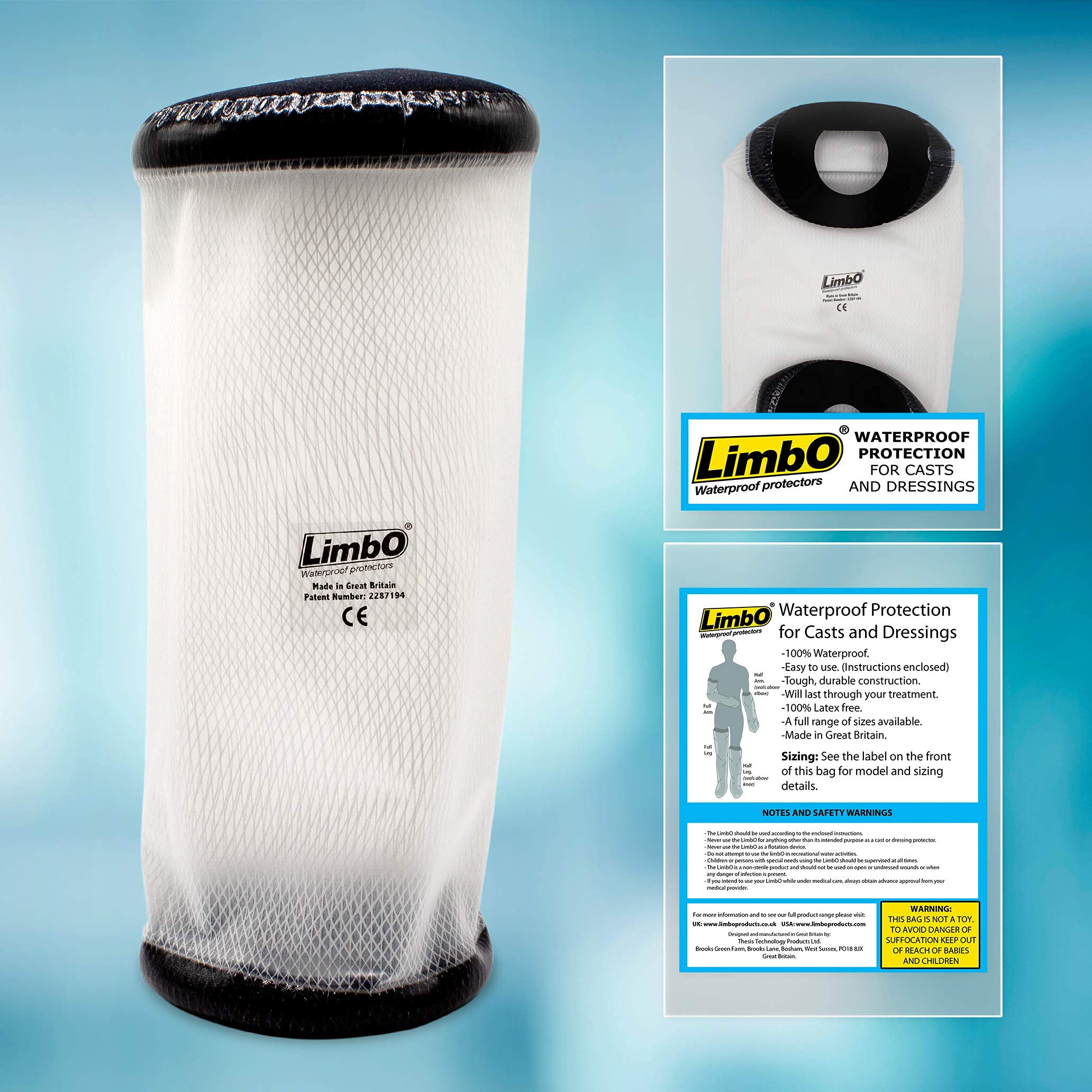 LimbO Waterproof Cast and Dressing Protector - PICC Line Cover M65, 25 to 29 cm Upper Arm Circumference