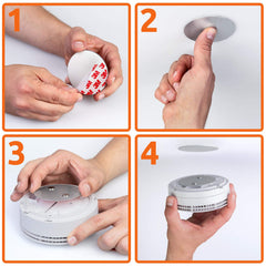 ECENCE 5pcs Magnetic Smoke Detector Mount Magnetic Adhesive Pads For Smoke Alarms Ø 70mm - Fast & Safe Mounting - No Drilling Or Screws - Fire Protection - Installation Tool