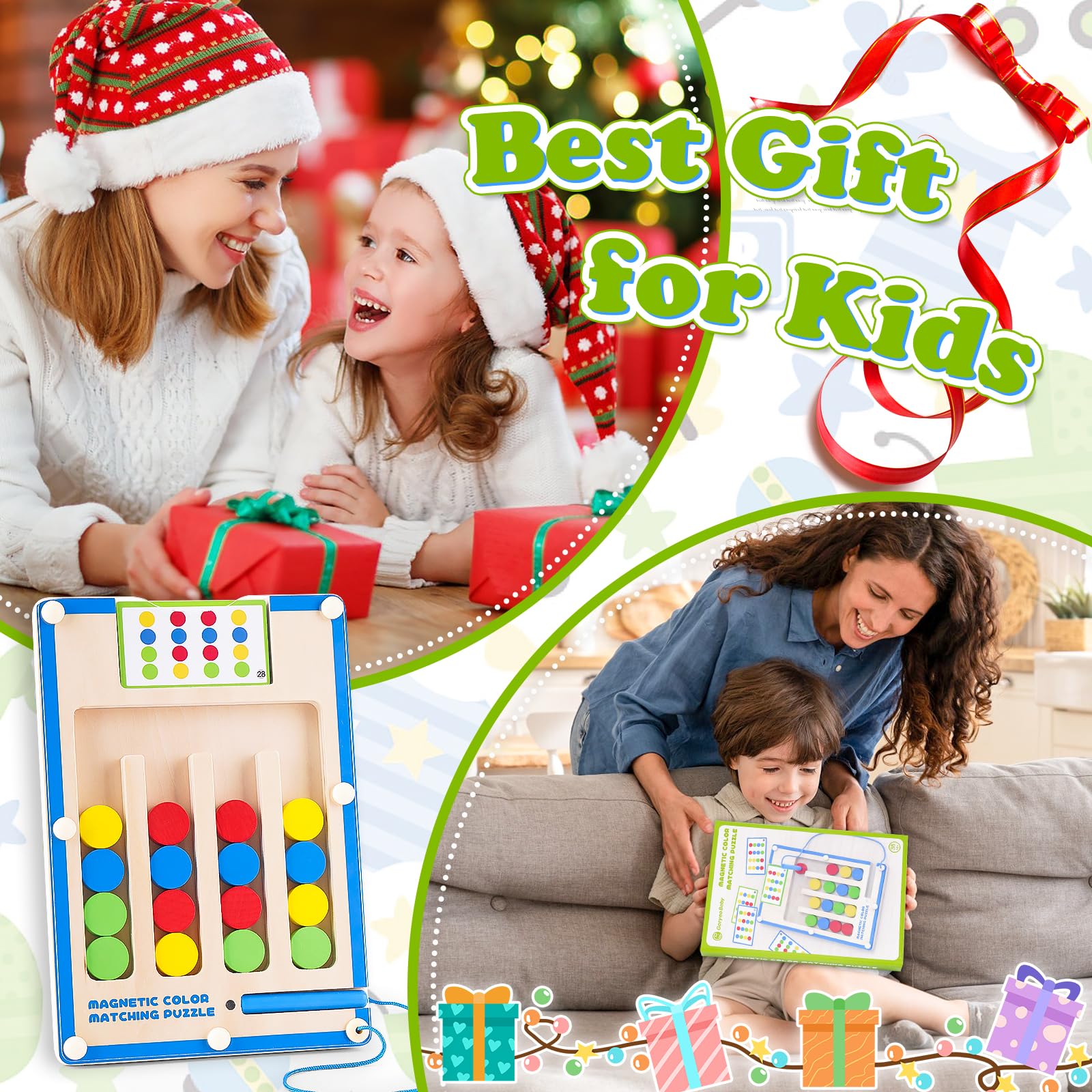 Toys for 4 5 6 Year Old Boy Girls: Kids Montessori Boys Toys Age 4-5-6 Wooden IQ Puzzle Game Birthday Gifts for 4-7 Year Old Boys Educational Learning Toys for 3and Year Olds Magnetic Maze with 20 Cards