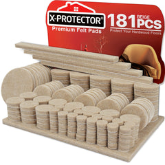 Felt Furniture Pads X-PROTECTOR 181 pcs – Premium Floor Protectors for Furniture - ULTRA LARGE PACK Furniture Felt Pads for Furniture Feet – Protect Your Wood Floors!