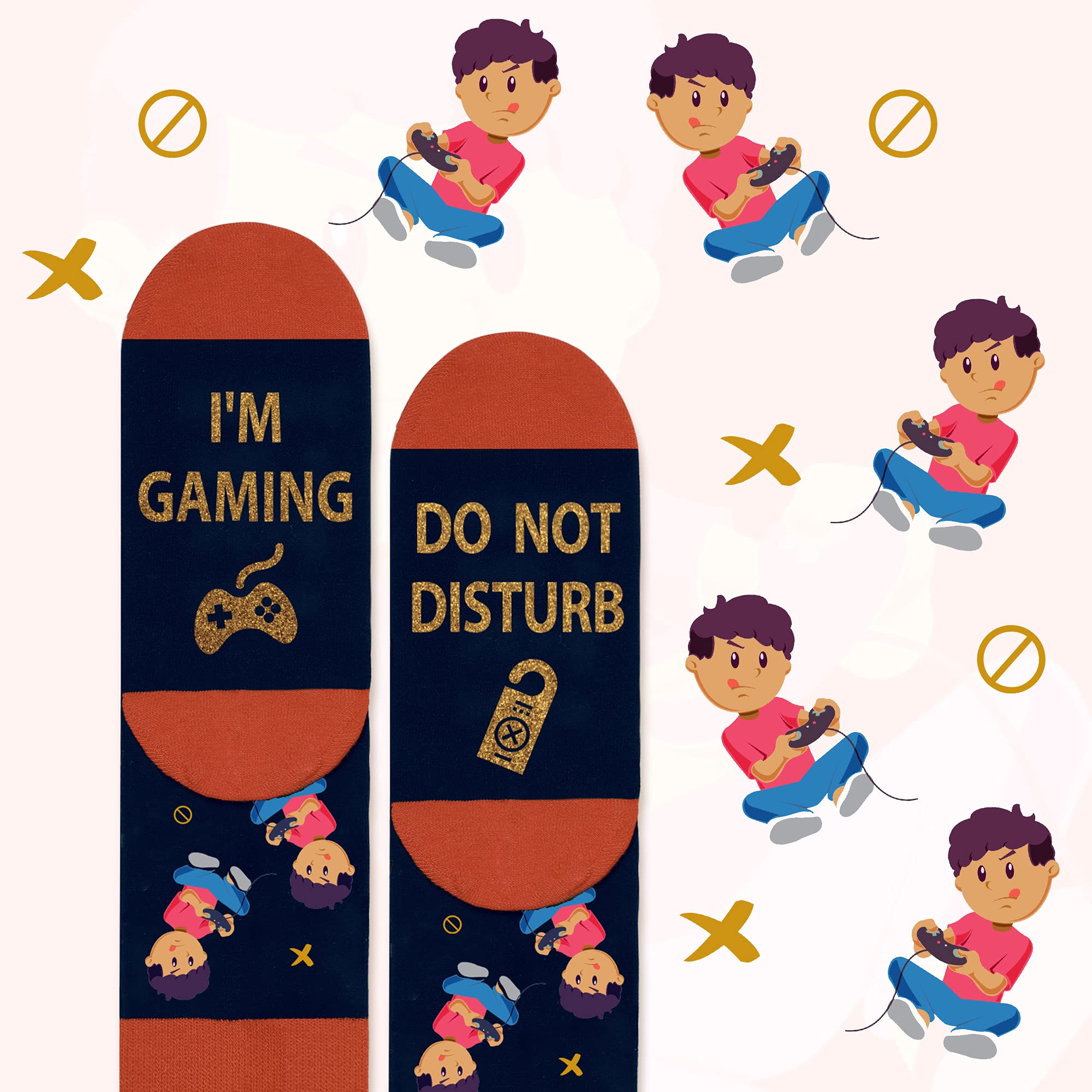 Funny Gamer Gaming Socks for Men Women Boys - Do Not Disturb Gaming Socks Fathers Day Novelty Gifts for Dad Husband Fun Socks -Game Lovers Valentines Crazy Gifts Stocking Fillers