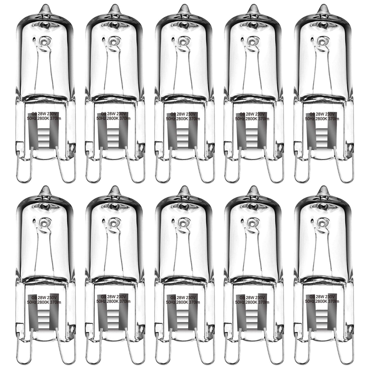 BOAITE 10 Pack G9 28W Clear Capsule Dimmable Halogen Light Bulbs,230V 28W 370lm 2800K Warm White for Chandeliers,Pendants,Cabinet Lights,Landscape Lights