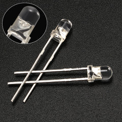 sourcingmap 50pcs 3mm White LED Diode Lights Clear Round Transparent 3-3.4V 20mA Super Bright Lighting Bulb Lamps Electronics Components Light Emitting Diodes