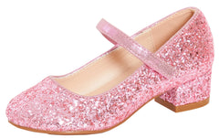 Lora Dora Girls Faux Leather Party Shoes Pink Glitter 1 UK