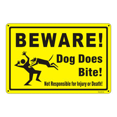 Goodvia Beware of Dog Sign, Warning Bites Sign Aluminum Metal Signs for Fence Funny Yellow, UV Resistant, Fade Reflective, Weather Easy to Mount, 8x12inch/1pcs