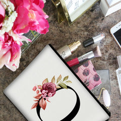 A-Z Personalized Makeup Bag,Birthday Gifts for Women Mom,Gifts for Best Friend,Bride Bridesmaid Cosmetic Bag(O)