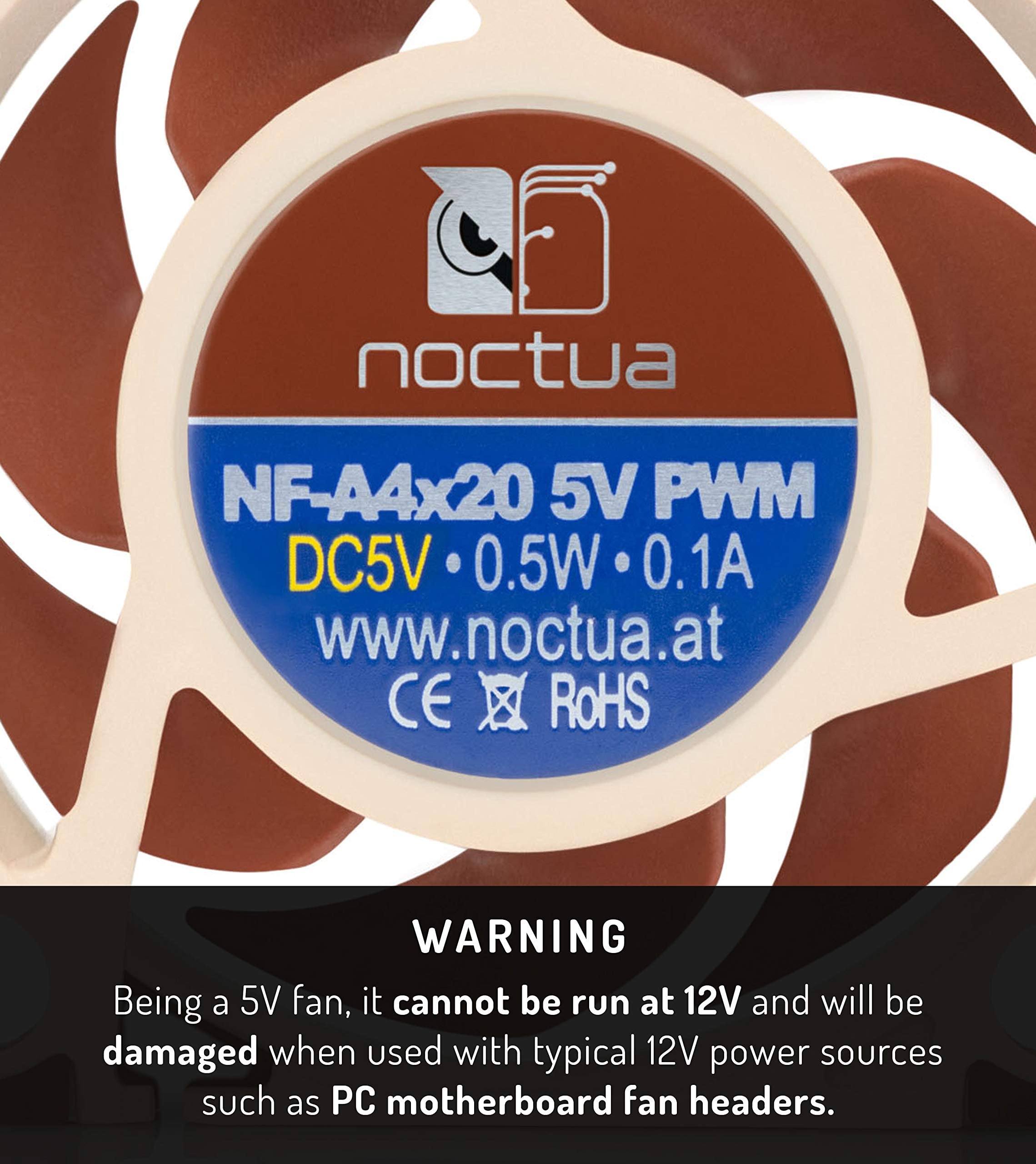 Noctua NF-A4x20 5V PWM, Premium Quiet Fan, 4-Pin, 5V Version (40x20mm, Brown)