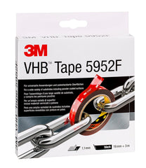 3M VHB 5952 Adhesive Tape Simple Permanent Bonding with Double Coated Tape, Filmic Liner, 19 mm x 3 m, Black, 1 x Roll of Tape