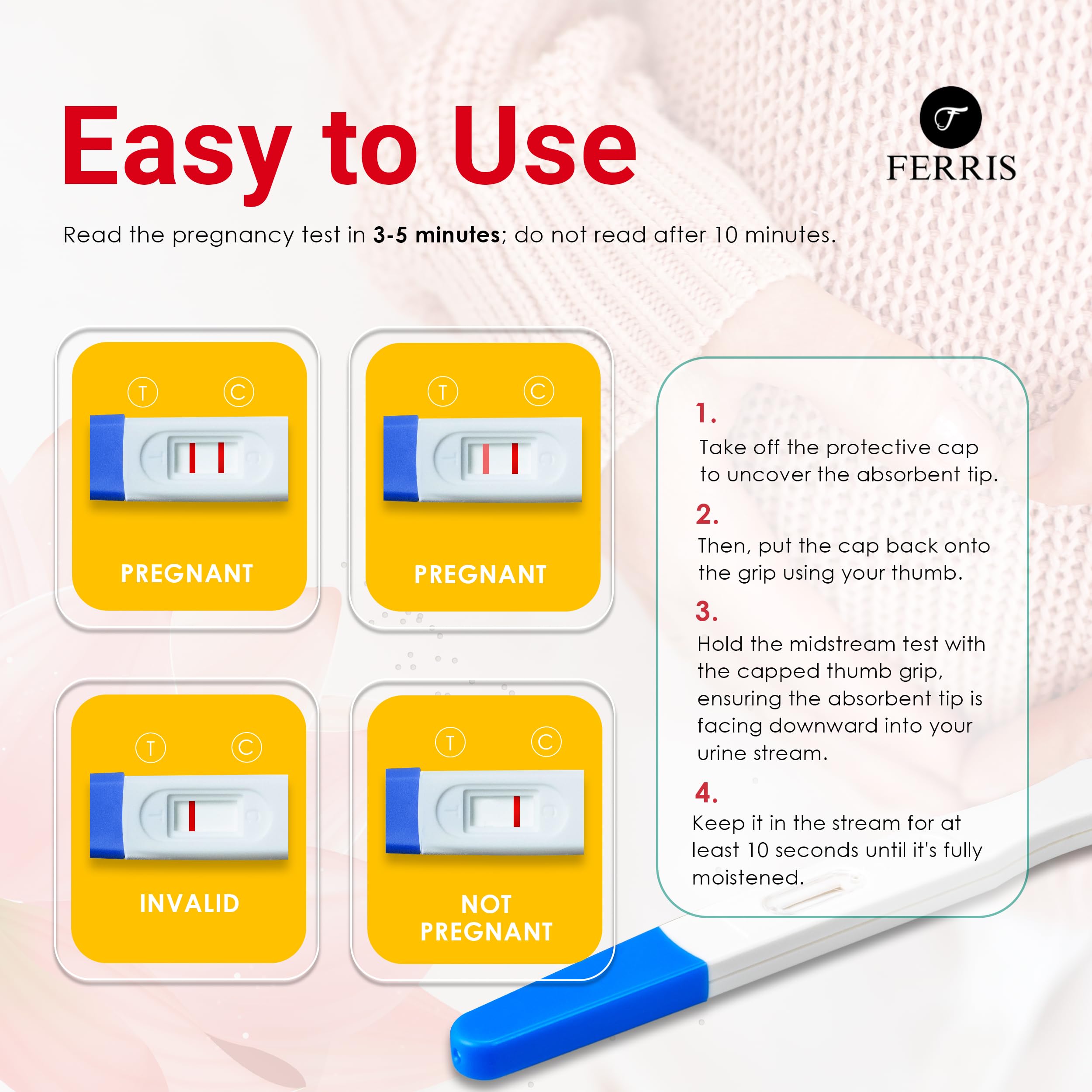 FERRIS   Pack of 2 Pregnancy Tests, Early Response Home Testing Kit, Early Family Planning, Quick Result & Easy Detection   Over 99% Accuracy - Discreet Packaging