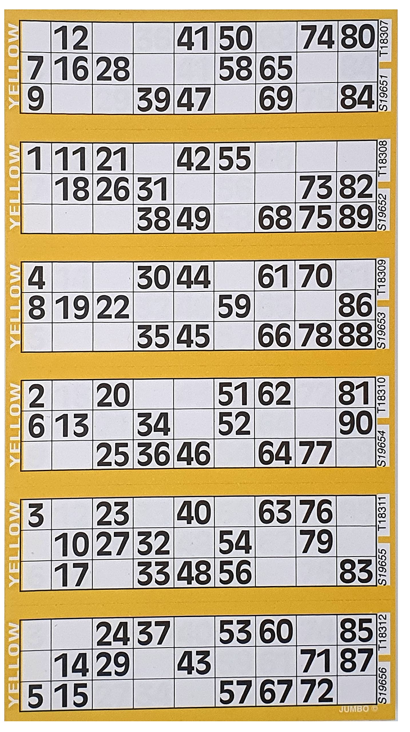 Bingosupermarket Bingo Tickets 600 Pad 6 To a Sheet 1-90 Perforated (Yellow)