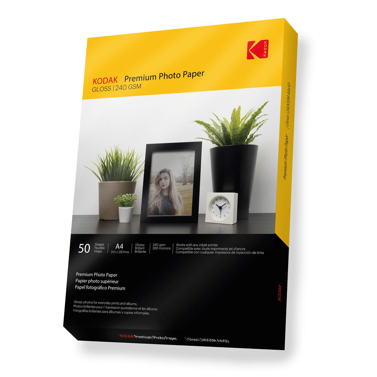 Kodak Glossy Photo Paper A4 Size 240gsm   Premium High Gloss Photo Paper for Inkjet Printers (A4 - 50 Sheets)