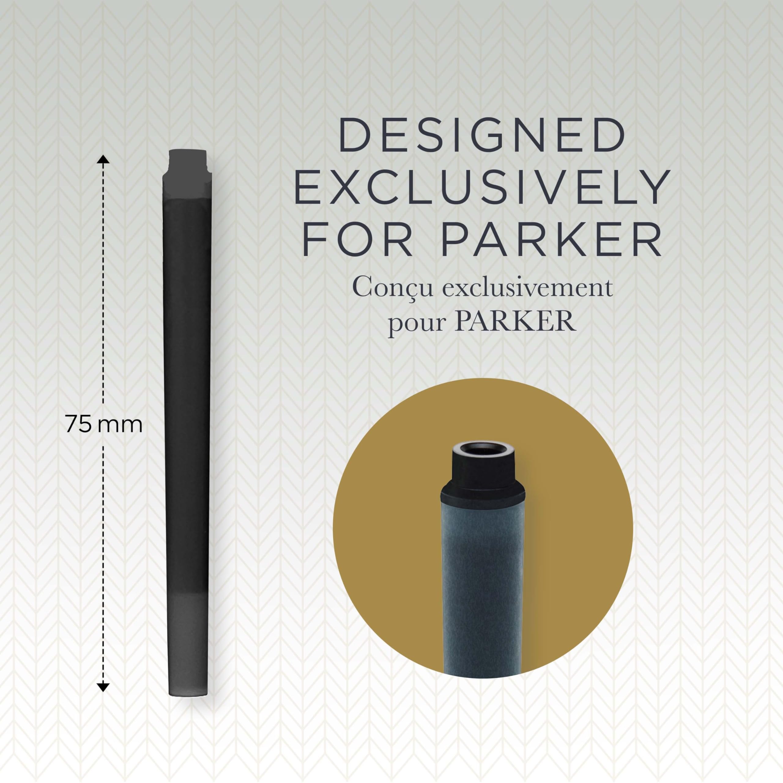 Parker Quink Fountain Pen Ink Cartridges - Long Size - Pack of 15 - Black