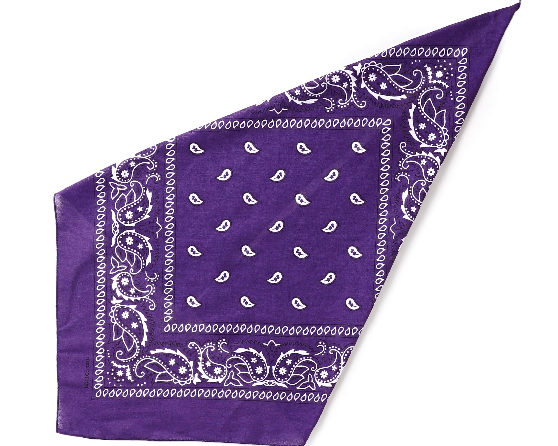 Purple Paisley Bandana Head Scarf Headbands Handkerchief Cowboy Cotton Bib Party Face Covering Headwear For Motorcycling Mens Womens Unisex