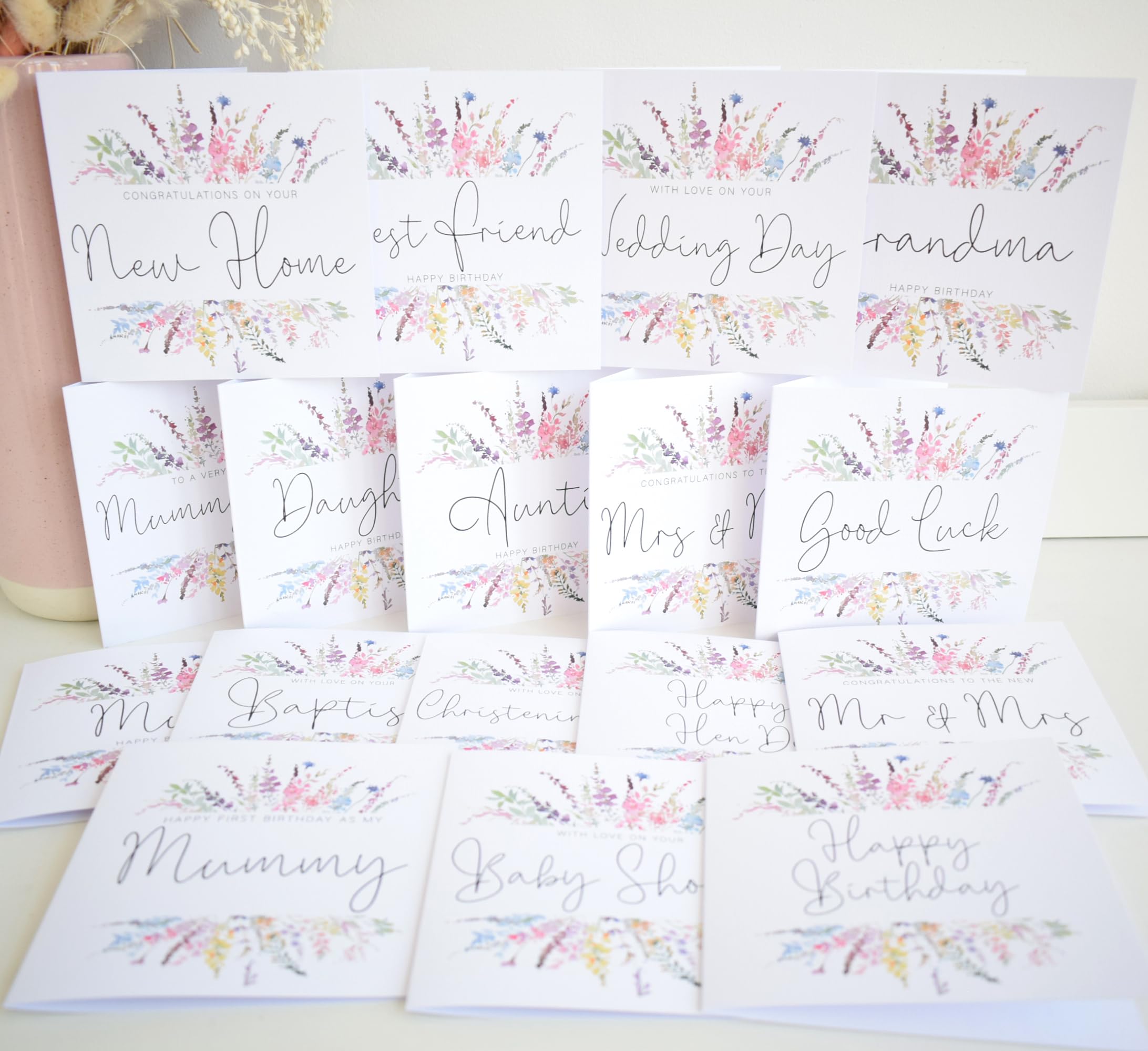 To the New Mr & Mrs Card   Wedding Day Congrats Card   Card Husband Wife   Rainbow Florals   148mm Square Modern Greeting Card