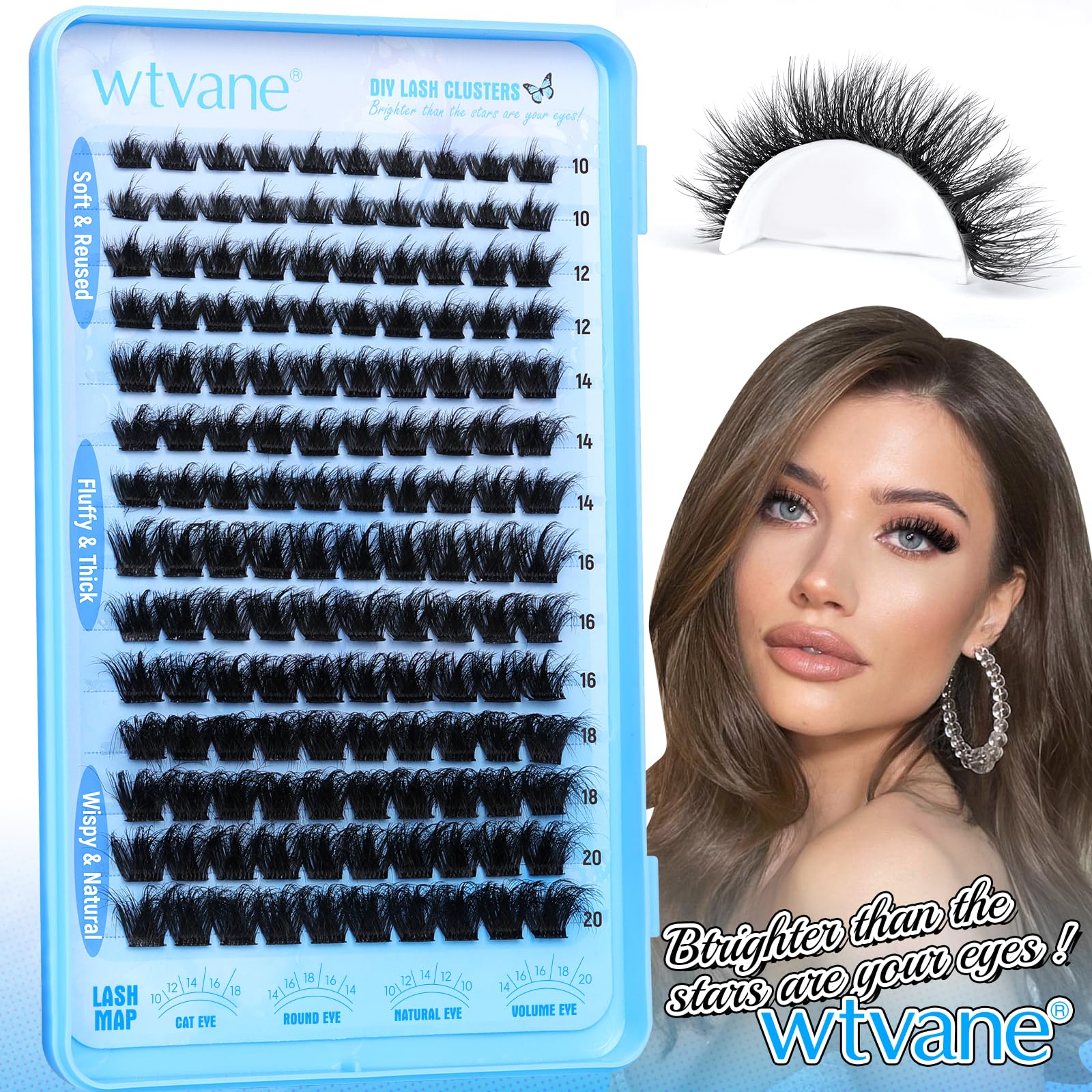 wtvane Fluffy Individual Eyelashes Thick Cluster Lashes Wispy Lashes Individual Cluster 10-20mm 140PCS Eyelash Clusters Dramatic Eyelashes Individual D Curl Lash Extensions