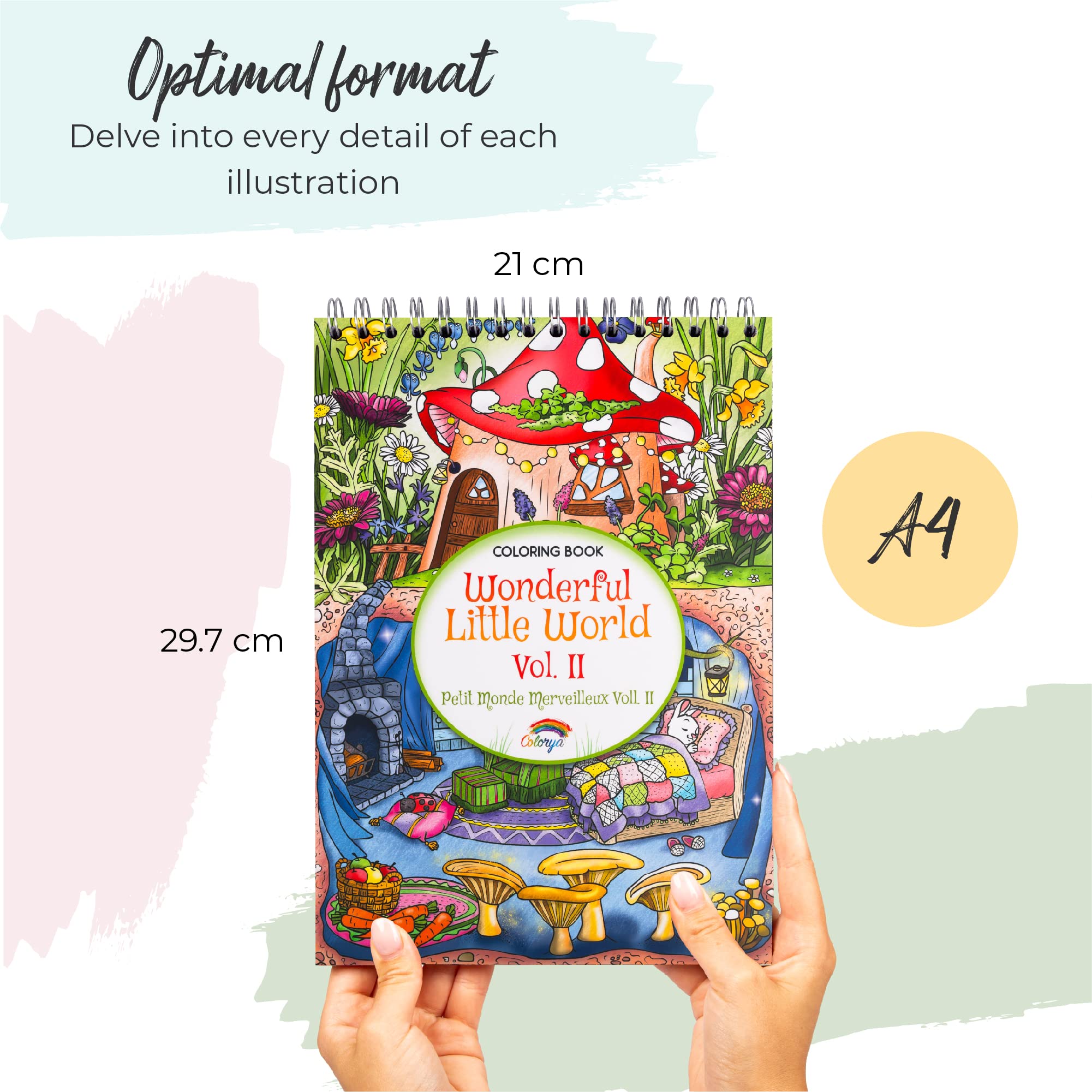 Adult Colouring Books by Colorya - A4 Size - Wonderful Little World Vol. II - Premium Quality Paper, No Medium Bleeding, One-Sided Printing