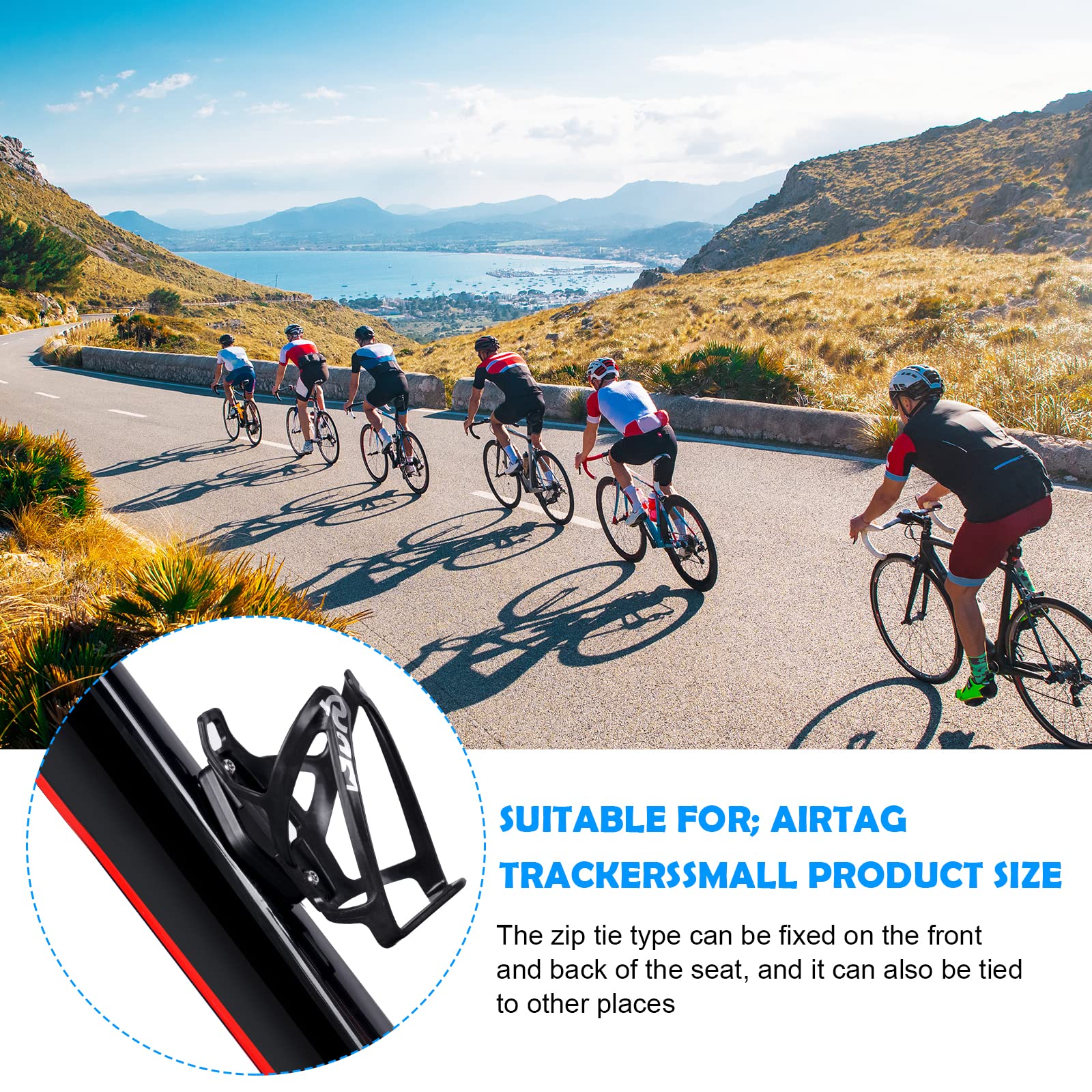 Ainiv AirTag Bicycle Mount, AirTag Bike Mount Holder, Water Resistant Anti-Shake Bike Mount Holder, Hidden Under Seat Cases Protectors for Airtags Easy Attach Road Mountain Bicycle