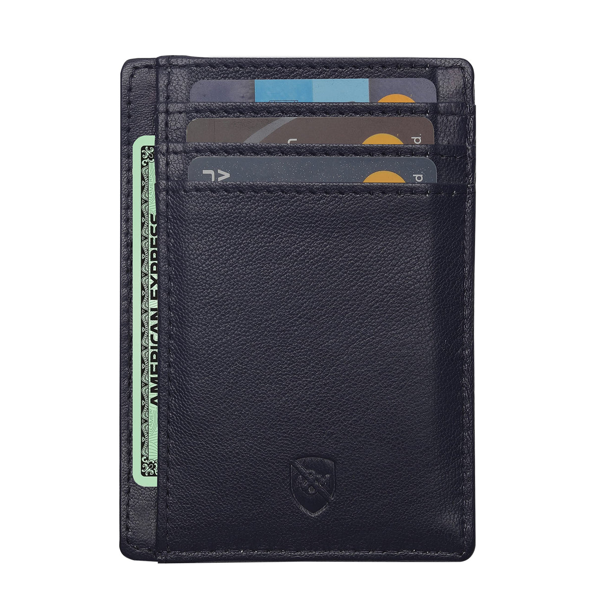 ALLEN & MATE Leather Card Holder Slim Wallet, RFID Blocking Minimalist Wallet Credit Card Holder, Holds Cards and Bank Notes