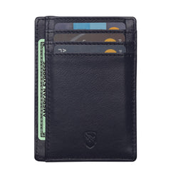 ALLEN & MATE Leather Card Holder Slim Wallet, RFID Blocking Minimalist Wallet Credit Card Holder, Holds Cards and Bank Notes