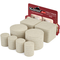 Yelanon Felt Furniture Pads 56Pcs(25and50) mm Furniture Pads Self Adhesive, Felt Chair Pads, Anti Scratch Floor Protectors for Furniture Feet Chair Legs, Furniture Felt Pads for Hardwoods Floors, Beige