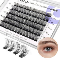 BEYELIAN Cluster Lashes, Dand Curl Individual Lashes, 84 Pcs Cluster Eyelash Extensions 0.07mm 10-16mm Mixed DIY Lash Clusters Reusable Super Thin Black Band Eyelashes at Home (Twin Flowers)