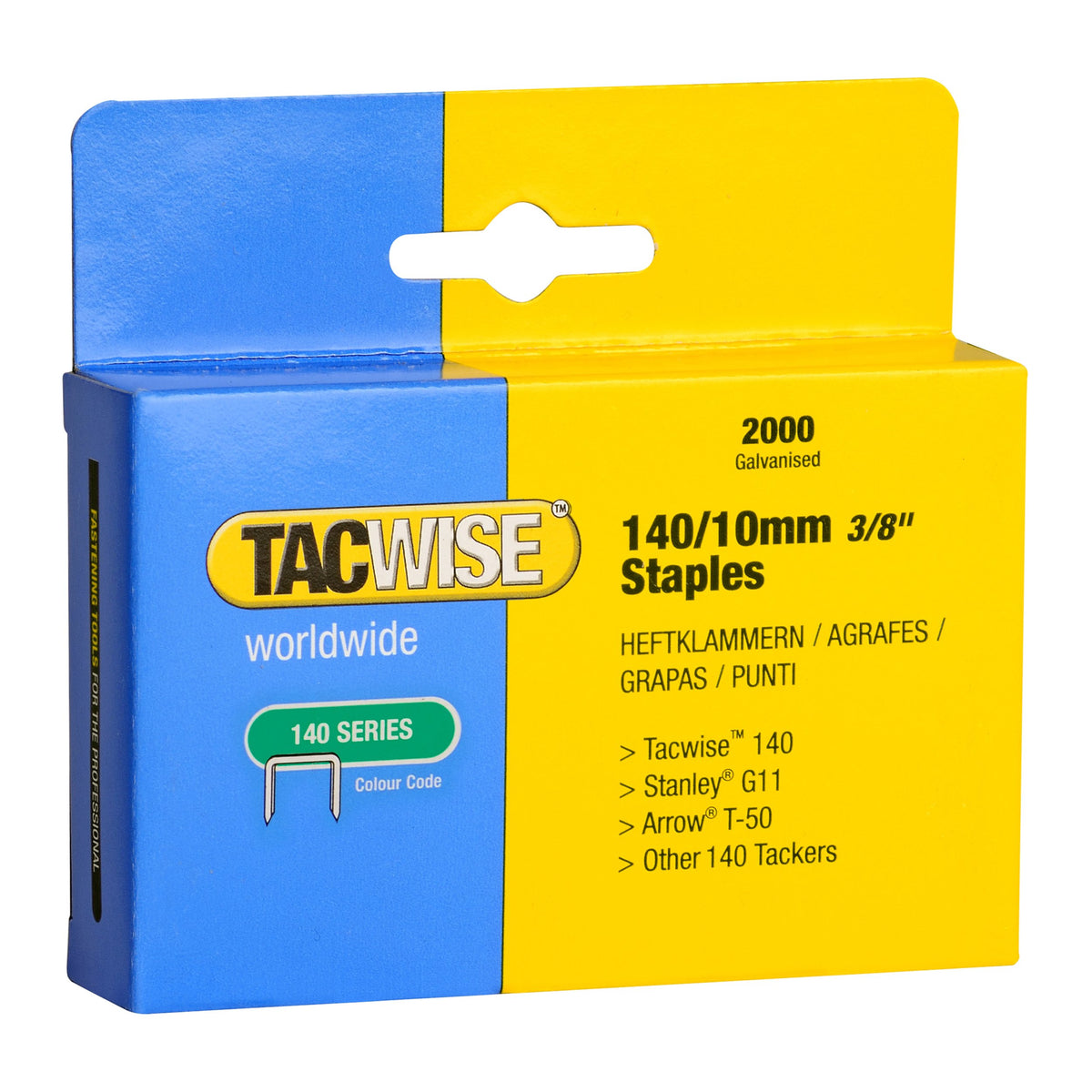 Tacwise 0347 Type 140/10mm Heavy Duty Galvanised Staples, Pack of 2000