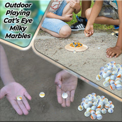 ARSUK Cat's Eye Marbles, Glass Marbles, Comes in a Bag, Protection Against Damage, Sports Toys & Outdoor (40pcs Milky Marble)