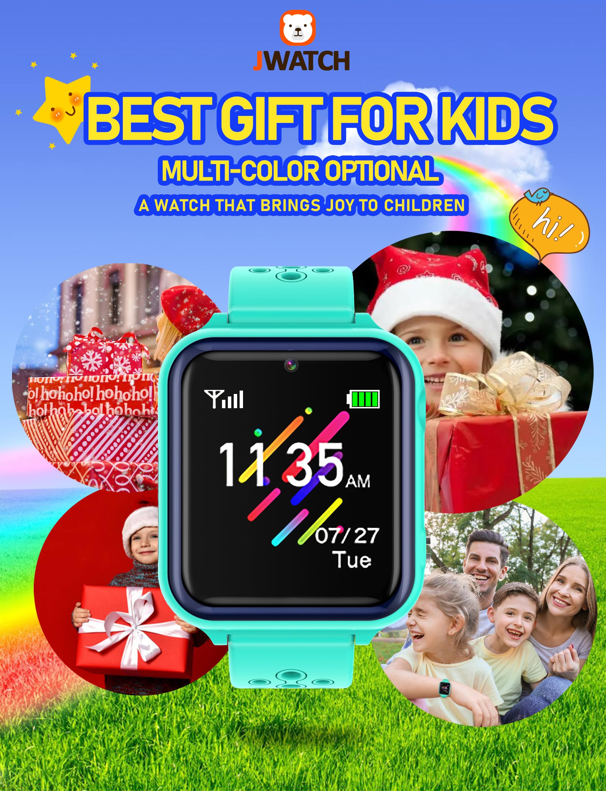 Jwatch Kids Smart Watch Phone Sos with 10 Stories 16 Puzzle Games Stopwatch Alarm Clock Kids Watches Toys for 6 7 8 9 10 11 12 Boys Girls Gift for Birthday Christmas （Green）…