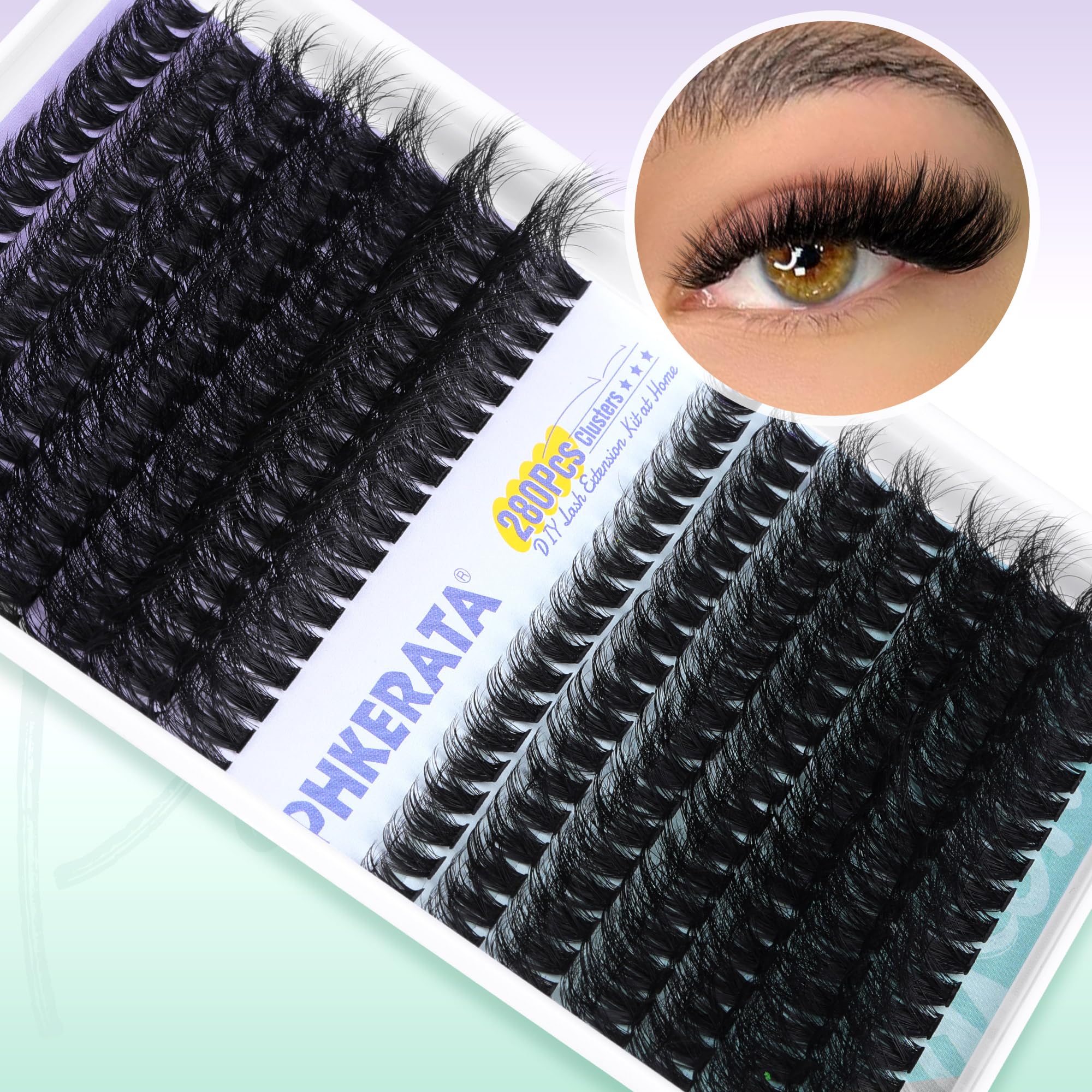 PHKERATA Individual Eyelashes Russian Cluster Lashes Fluffy D Curl Lashes Individual Cluster Wispy Lash Clusters 80Dand100D Eyelash Clusters with Tweezers Eyelash Extensions,10-18mm