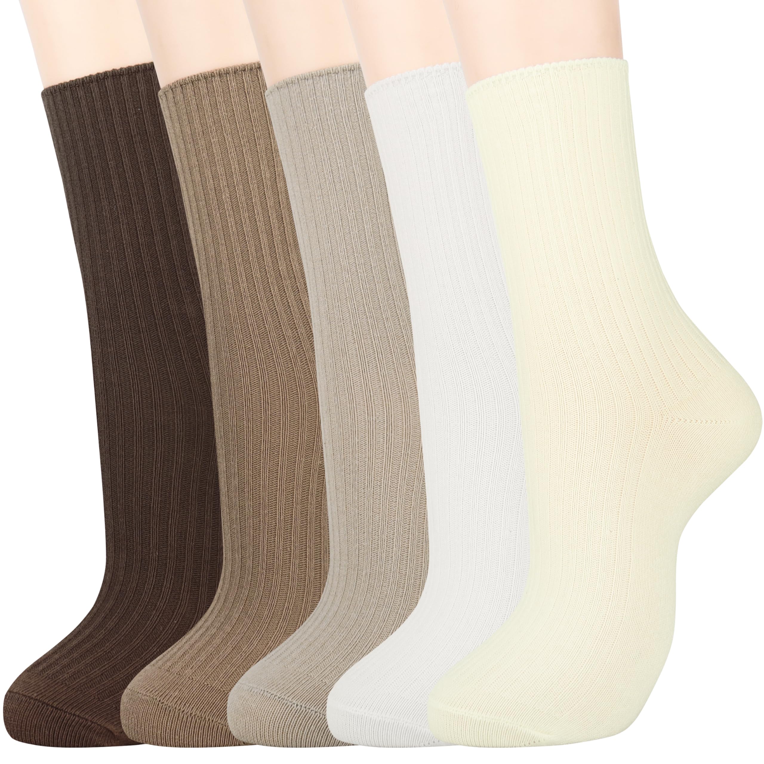 Jeasona 5 Pairs Socks Womens 4-7 Cotton Womens Socks Size 4-7 Multipack Ladies Socks 4-7 Multipack Cotton Plain Cute Socks for Women Teen Girls Socks for Women Christmas