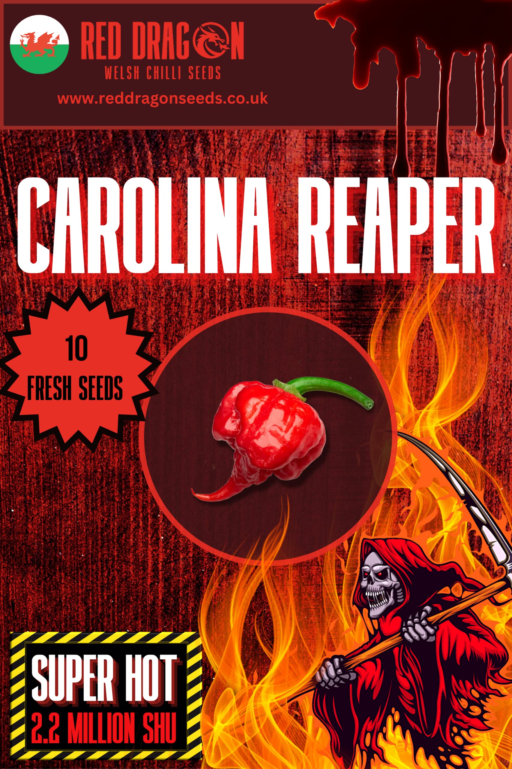 Chilli Seeds - Super Hot Chilli Seed Variety Pack - 7 Super Hot Pepper Variety Seeds Including The Carolina Reaper and Dragons Breath - 70 Super Hot Seeds (Superhot Variety Pack)