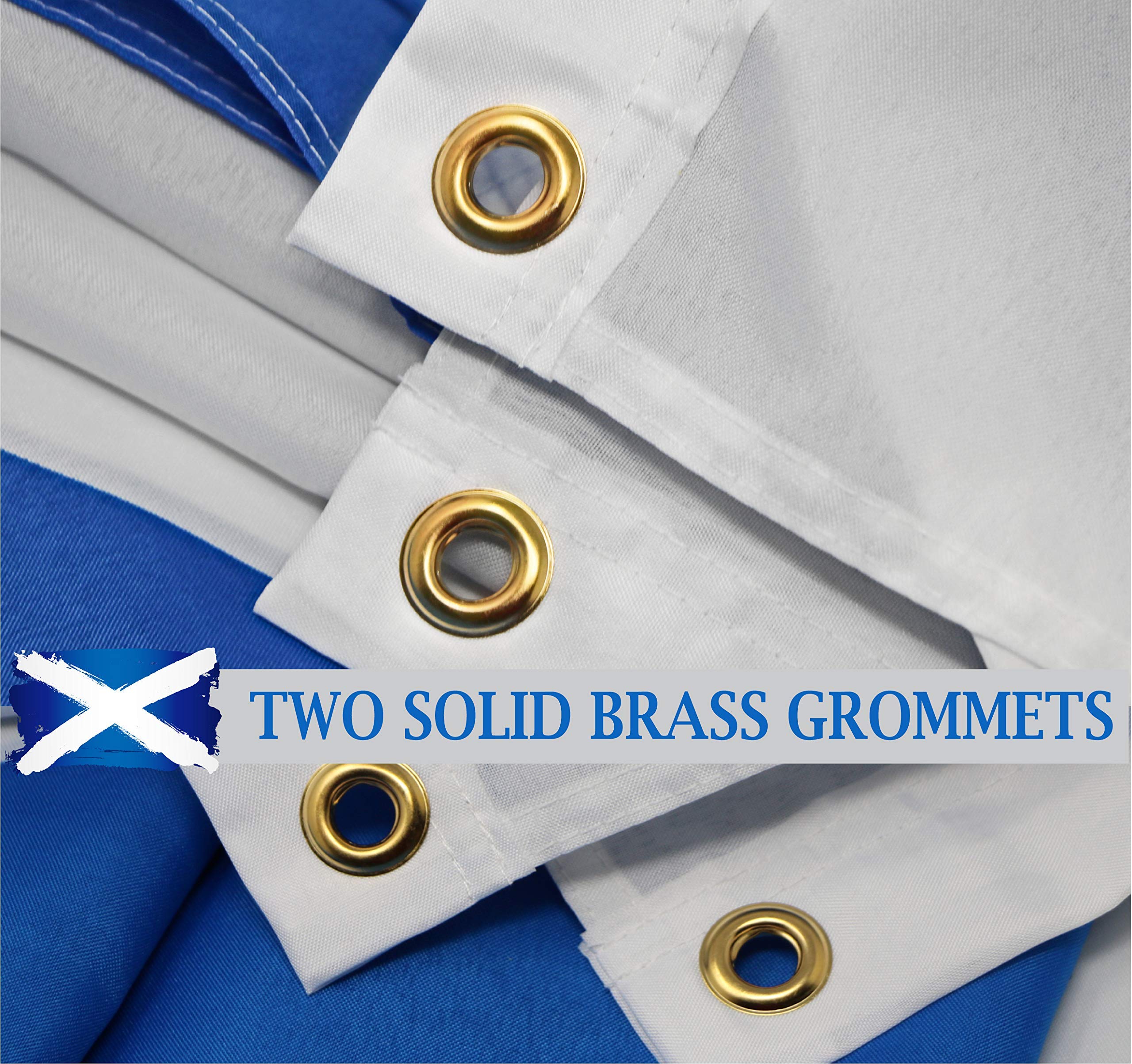 G128 Scotland (Scottish) Flag   3x5 feet   Printed 150D – Indoor/Outdoor, Vibrant Colors, Brass Grommets, Quality Polyester, US USA Flag, Much Thicker More Durable Than 100D 75D Polyester