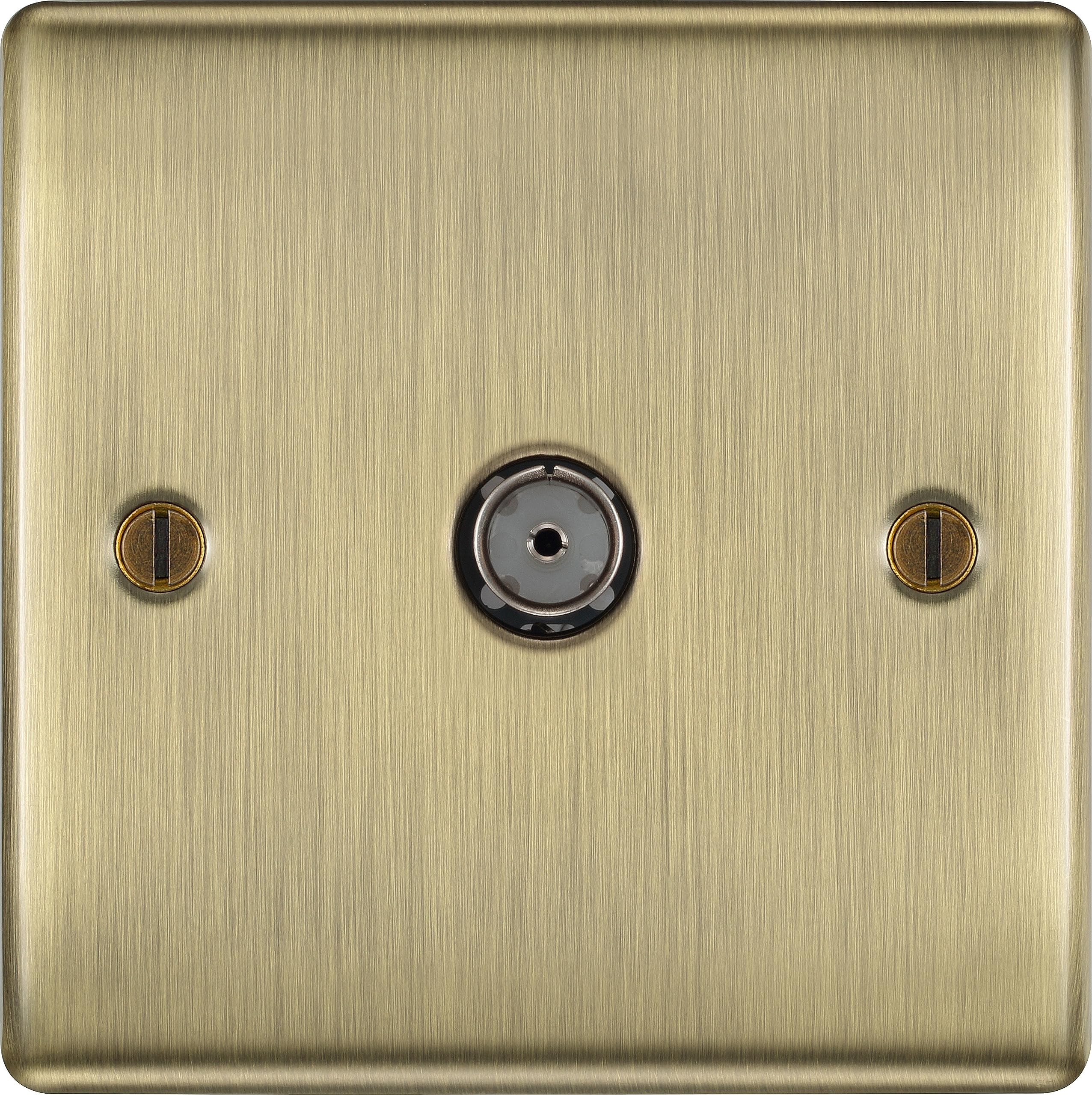 BG Electrical Single Socket For TV or FM Co-Axial Aerial Connection, Antique Brass