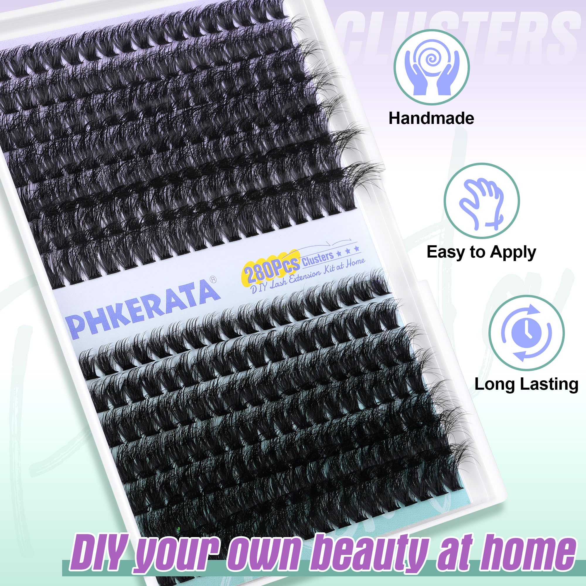 PHKERATA Individual Eyelashes Russian Cluster Lashes Fluffy D Curl Lashes Individual Cluster Wispy Lash Clusters 80Dand100D Eyelash Clusters with Tweezers Eyelash Extensions,10-18mm